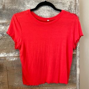 red t shirt slightly cropped